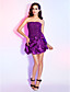  A-line Strapless Short/Mini Satin Cocktail Dress With Pick-up Skirt And Bow
