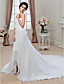  Sheath/ Column Strapless Chapel Train Chiffon Wedding Dress
