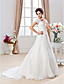  Ball Gown Off-the-shoulder Chapel Train Organza Wedding Dress