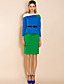  ts kontrastfarge langermet belte bodycon kjole