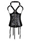  Leatherette with Zipper Strapless Front Zipper Closure Corsets Shapewear