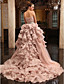  Ball Gown Strapless Chapel Train Tulle Satin Wedding Dress