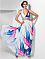 Sheath/Column V-neck Halter Floor-length Chiffon Dress
