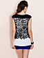  TS Contrast Color Gilding Lace Embroidery Sleeveless Shirt