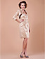  Sheath/Column Strapless 3/4 Length Sleeve Knee-length Satin Mother of the Bride Dress With A Wrap
