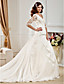 Ball Gown V-neck Chapel Train Taffeta  Wedding Dress