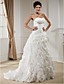  A-line Strapless Chapel Train Taffeta Wedding Dress