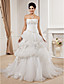  a-line senza spalline cappella treno organza abito da sposa