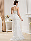  Trumpet/ Mermaid Halter Satin Wedding Dress with Removable Court Train