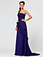  Sheath/Column Floor-length Chiffon Bridesmaid Dress With Cascading Ruffles