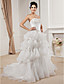  a-line senza spalline cappella treno organza abito da sposa