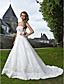  A-line Chapel Train Tulle Wedding Dress With Removable Straps