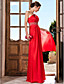  Sheath/Column One Shoulder Floor-length Satin Chiffon Evening Dress