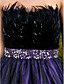  A-line Strapless Floor-length Tulle Evening Dress With Feathers/fur