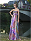  Sheath/Column Sweetheart Strapless Floor-length Chiffon Evening Dress With Flower(s)