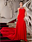  A-line Jewel Court Train Chiffon Evening Dress