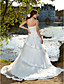  Ball Gown Sweetheart Chapel Train Tulle Satin Wedding Dress