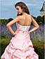  Ball Gown Strapless Court Train Taffeta Organza Evening Dress