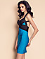  TS Halter Contrast Color Bodycon Bandage Dress