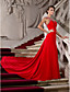  A-line Jewel Court Train Chiffon Evening Dress