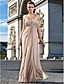  Sheath/Column V-neck Floor-length Chiffon Evening Dress With Beading And Ruching