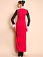  ts v-hals contrasterende kleur spleet maxi jurk