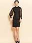  TS Lace Puff Sleeve Sheath Dress
