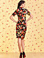  TS VINTAGE Velvet Floral Print Bodycon Chineses Dress