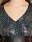  ts trendy stoffen splicing pailletten lange mouw schede jurk