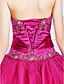 Ball Gown Strapless Floor-length Satin And Tulle Evening Dress With Beading And Crystal Brooch