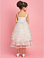  A-line Princess Square Straps Tea-length Organza Tulle Flower Girl Dress