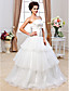  palla abito senza spalline piano di lunghezza raso e organza abito da sposa