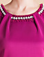  TS Handmade Beads Collar Puff Sleeve Slim Sheath Jersey Dress