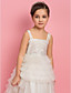  A-line Princess Square Straps Tea-length Organza Tulle Flower Girl Dress