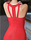  Sheath/Column V-neck Floor-length Bandage Dress