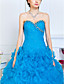  Ball Gown Sweetheart Floor-length Organza Evening Dress With Beading And Cascading Ruffles