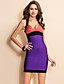  TS Contrast Color Backless Strap Bodycon Bandage Dress
