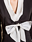  TS Black And White Contrast Bow Front Sheath Dress