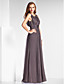  skede / kolonne bateau gulvlang chiffon aftenkjole