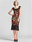  Sheath/Column Scoop Knee-length Stretch Satin Evening Dress