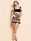  TS Round Neck Floral Embroidery Velvet Dress