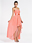  a-lijn strapless asymmetrische chiffon bruidsmeisje jurk