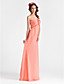  A-line Spaghetti Floor-length Chiffon Bridesmaid Dress