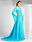  Sheath/Column V-neck Court Train Chiffon Evening Dress