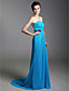  Sheath/Column Strapless Sweep/Brush Train Chiffon Evening Dress inspired by Julia Louis-Dreyfus at Emmy Award