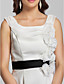  A-line Scoop Knee-length Satin Bridesmaid Dress