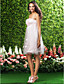  Empire Strapless Knee-length Tulle Over Satin Bridesmaid/ Wedding Party Dress