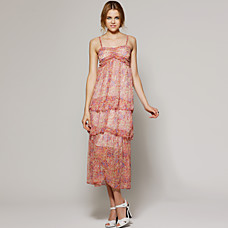 wholesale TS Floral Print Ruffle Maxi Dress