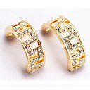 Yellow Gold Simulated Diamond Hoop Earrings (ME003) (Start From 24 Units)-Free Shipping
