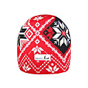 SAMII Jacquard Argyle Bibbed Hat Knit Beanie-Red + Black (0004) (Start From 20 Units)-Free Shipping